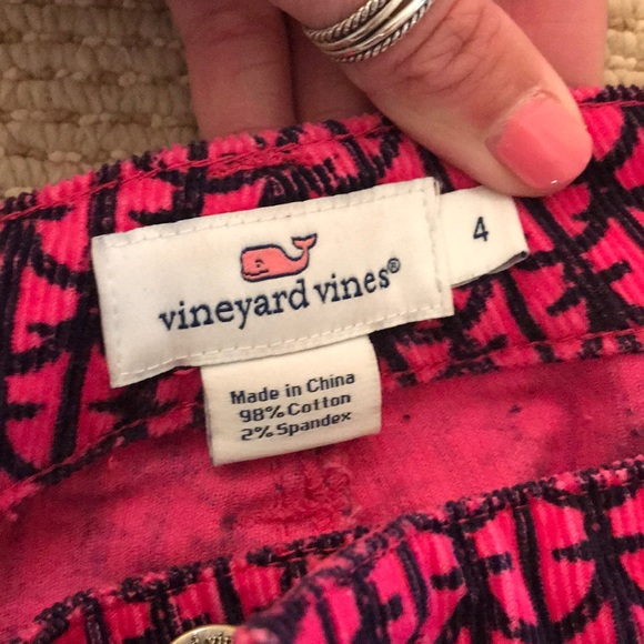 Vineyard vines corduroy navy and pink anchors - Picture 3 of 4